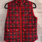 J.Crew Red Vest  BM367 Classic Tartan Plaid Puffer Vest Snap Pockets small Photo 0