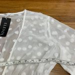 Elesol White Dotted Sheer Swim Cover Up Women Size Small Ruffle Sleeve Tie Waist Photo 5