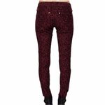 Free People Burgundy Maroon Floral Corduroy Skinny Pants size 30 Photo 1
