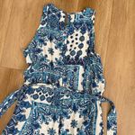 Loft Paisley Print Sleeveless Wide Leg Romper Jumpsuit Size Large L White Blue Photo 9