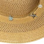 Tan Sun Hat with Wide Brim and Decorative Band Photo 2