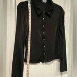 Princess Polly  Black Stretchy Snap Front Long Sleeve Collared Top Size 12 Photo 9