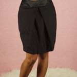 BCBGMAXAZRIA Black Satin Waistband Wool High Rise Pleated Skirt Size 4 Photo 2