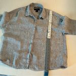 Tahari Women’s  Light Gray European Flax 100% linen button up shirt size Large Photo 4