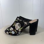 Cato Women's Black Mesh Embroidered Floral Slip On Block Heel Sandals 7M 7 Photo 3