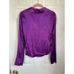 ZARA  Purple Satin Pleated Shirt button front size S Photo 3