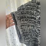 BCBGMAXAZRIA BCBG Maxazia Two-Tone Black Off White Crochet Cap Sleeve Tie Long Cardigan L Photo 4