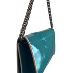 Ann Taylor NWOT Anne Taylor patent leather slim handbag aqua blue Photo 11