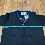 Storybook Knits Vintage Black It's A Small World After All Cardigan Zip Small Photo 10