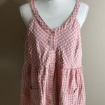 NWT cotton bleu pink plaid empire waist sleeveless top size large Photo 0