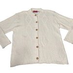 Binghamton Knitting Co. Women's Medium Cream Cardigan Sweater Chunky Knit Button White Photo 0