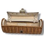 Michael Kors  Vanilla Santorini Clutch - Wicker, Ivory Leather, Golden Hardware Photo 5