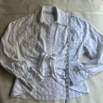 ZARA  White Button Down Shirt with Tie Front Photo 6