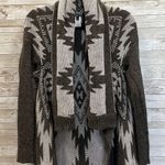 Hannah Womens L Sweater Open Cardigan Gray Southwestern Aztec Scarf Collar Size L Photo 0
