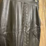 Andrea Sexy Goth Black Faux Leather Lace Up Bodycon Skirt Large Photo 6