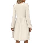 Women’s Square Neck Long Sleeve Knee Length Babydoll Dress (32) Tan Size M Photo 4
