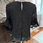 Nanette Lepore Black Floral Lace Blouse, Scalloped Hem Romantic Minimalist Small Photo 7
