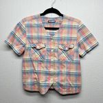 Erika & Co. Vintage Plaid Western Cropped Cowgirl Rodeo Women's Shirt Medium Pink Photo 0