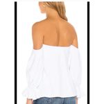 Susana Monaco  Top Womens X Small White Blue‎ Off Shoulder Peasant Blouse Photo 3