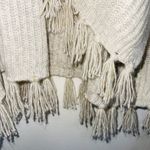American Eagle Light Gray Fringe Tassel Hem Knit Poncho Sweater Photo 4