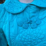 Joseph Magnin Vintage 60s Iconic Quilted Full Length Robe House Dress Cyan Blue Photo 11