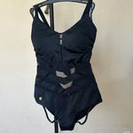 Leonisa  Black One Piece‎ Swimsuit with Sheer Mesh Panels NWOT Size S Photo 2