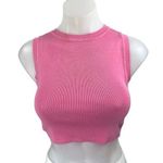 ZARA Women's Pink Rib Knit Sleeveless High Neck Crop Sweater Vest Tank Top Sz S Photo 0