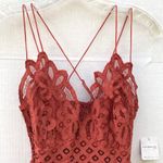 Free People NWT  Womens large rust orange Adella lace cross strap Cami top Photo 7