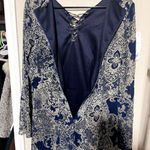 Fashion Union  Womens Romper sz M navy lace up neck long sleeve pockets Paisley Photo 9