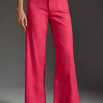 Maeve Anthropologie The Colette Crop Wide Leg Pants Pink Linen Blend Womens 30 Photo 0