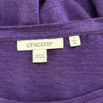 Chico's 3 Top Womens XL Purple Linen Ruched Short Sleeve Solid Pullover Casual Photo 9