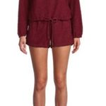 No Boundaries  Juniors Teddy Lounge Set size medium 7-9 sweater shorts burgundy Photo 13