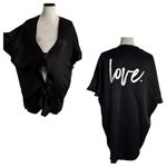 Victoria's Secret  Short Kimono Love Robe One Size Black Ruffle Loungewear Pajama Photo 1