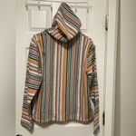 Beach Life by Ladra White Multicolor Striped Long Sleeve Hooded Poncho Hoodie Size XS Photo 7