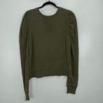 Leallo Women's Olive Green Jewel Puff Sleeve Crew Pullover Sweatshirt Medium Photo 8