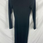 Topshop New  Ribbed Open Back Long Sleeve Black Bodycon Dress Size 4 Photo 2