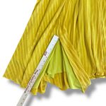 Chartreuse Pleated Wrap Dress Long Sleeve Asym Hem Midi Yellow Women Gold Size M Photo 4
