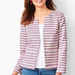 Talbots  Striped Tweed Blazer Sz 4P Multicolor Jacket Preppy Office Career Lined Photo 0