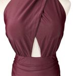 Tiger Mist NWT  Women's Halter Backless Ruched Bodycon Dress Purple M Cocktail Photo 3