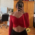 Pretty Little Thing Red Long Sleeve Crop Top Photo 1