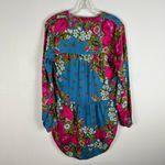 J. Peterman Blue Pink Floral Button Down High-Low Longline Tunic Top Size 2 Boho Photo 4