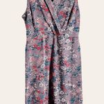Anthropologie Maeve Gray Jacquard Floral Print Sleeveless Midi Dress Size 14 Photo 2