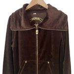 Michael Kors NWT MICHAEL Brown Velour Zip Front Track Jacket Size XS Photo 4