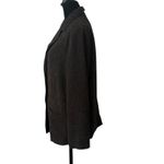 Chico's  1 Black Textured Blazer Jacket Silk Lining Bamboo Chinese Size M Brown Photo 8