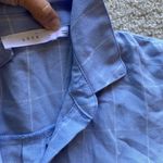 Lush Clothing Baby Blue plaid flowy blouse Women’s size large window pane pastel Photo 3