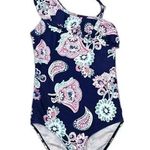 Old Navy Blue Floral Ruffle One Piece Bathing Suit Swimsuits Swimwear Size 13/14 Photo 0