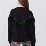 Hayley Menzies Ada Suede Black Fringe Sweatshirt Black Sz Medium Photo 2