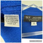St. John  Collection Blazer Jacket Women's Size 12 Blue Gold Hardware Knit USA Photo 10