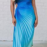 These Three Boutique  Ibiza Asymmetrical Pleated Midi Dress- Ocean Breeze Photo 0