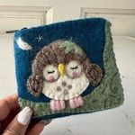 Nepal dZi Handmade Olivia Owlette 100% Natural Wool Felt Zipper Coin Purse Photo 0